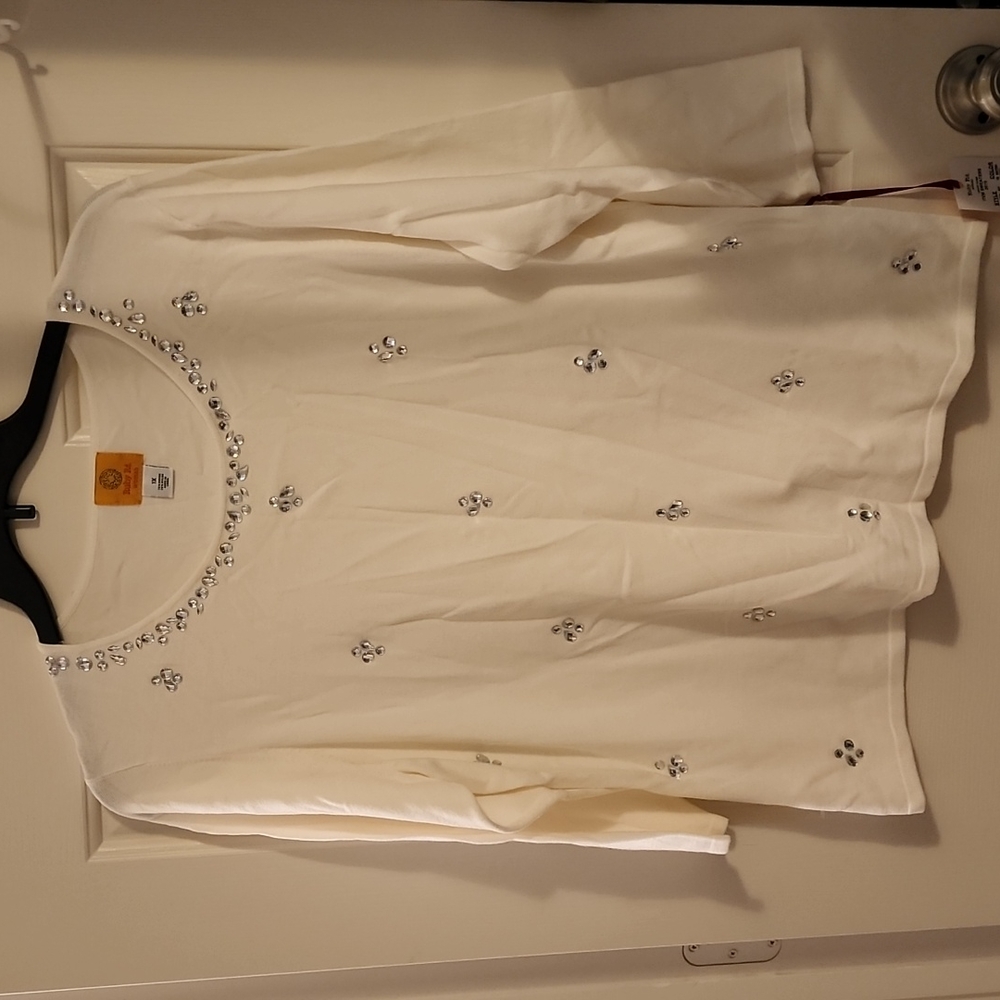 Ruby Rd. White sweater w/rhinestones sz 1X